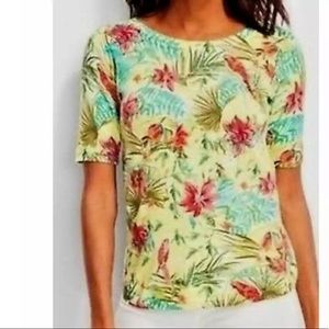 🦜TALBOTS Tropical Parrot Bird Sweater Short Slv